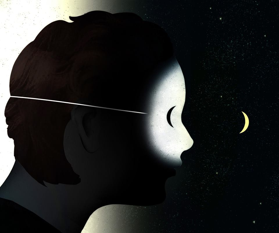 Profile portrait with moonlit concept art