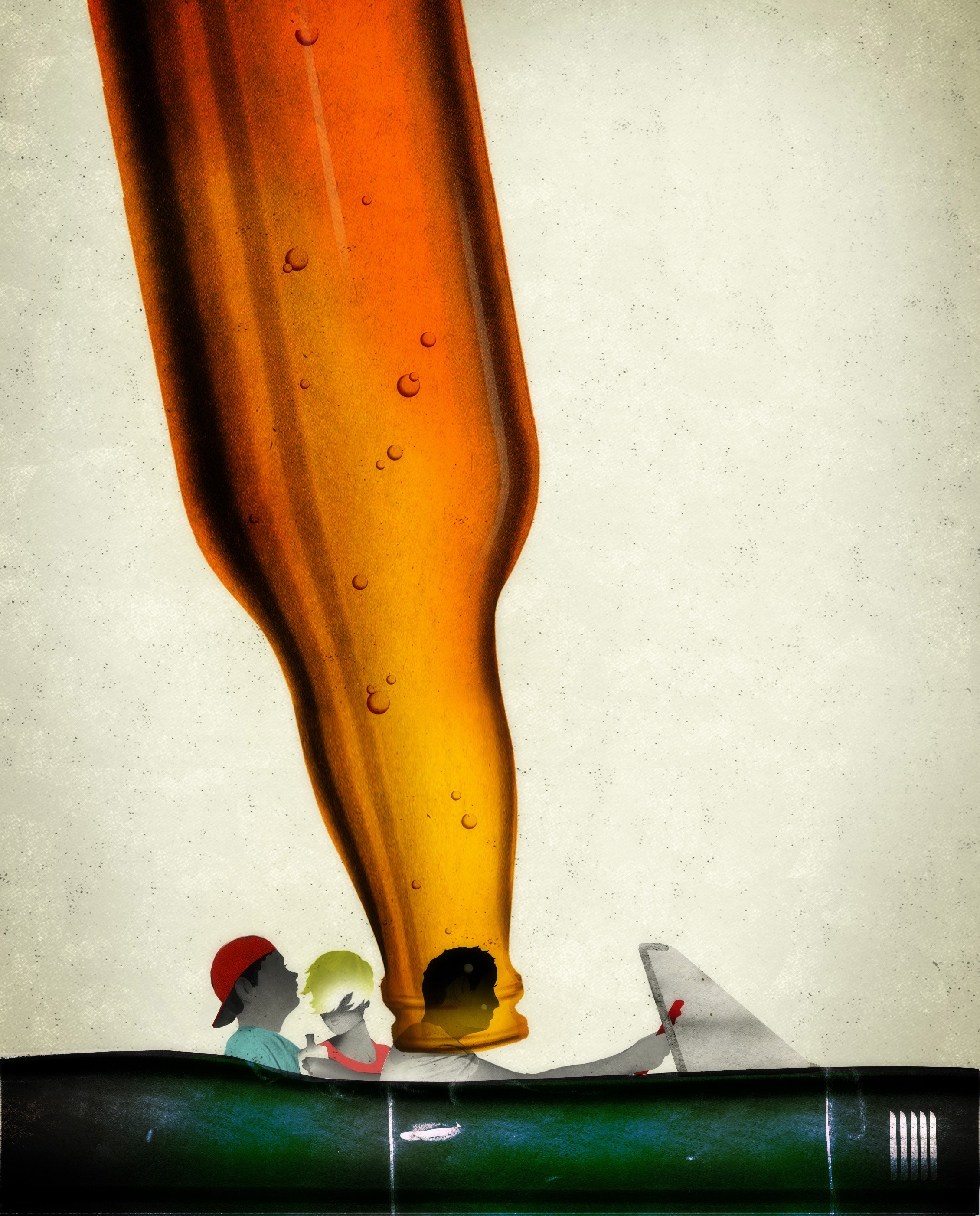 Bottle pouring art illustration