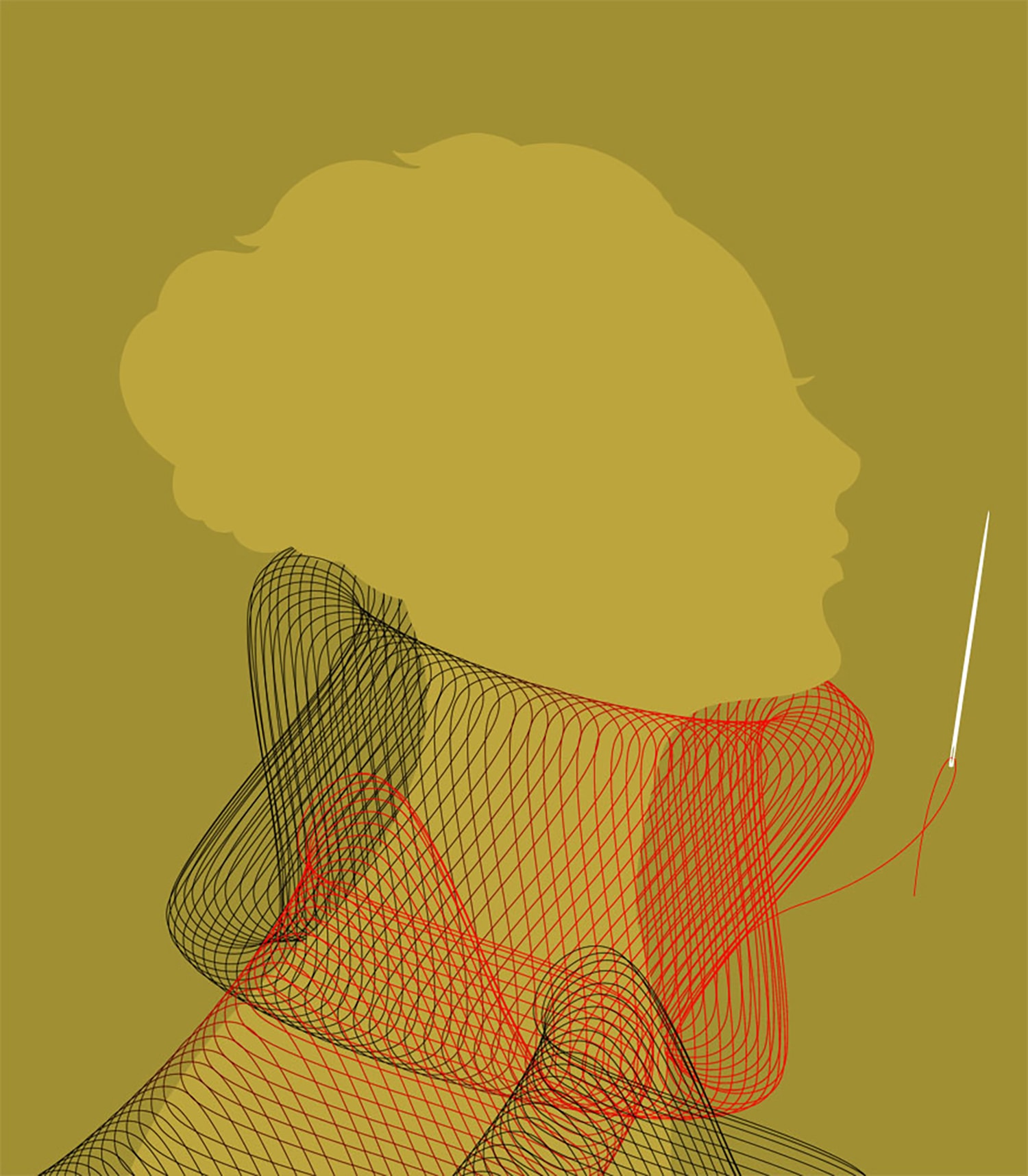 Wireframe profile portrait illustration