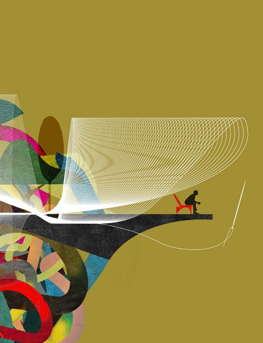 Geometric abstract line art illustration