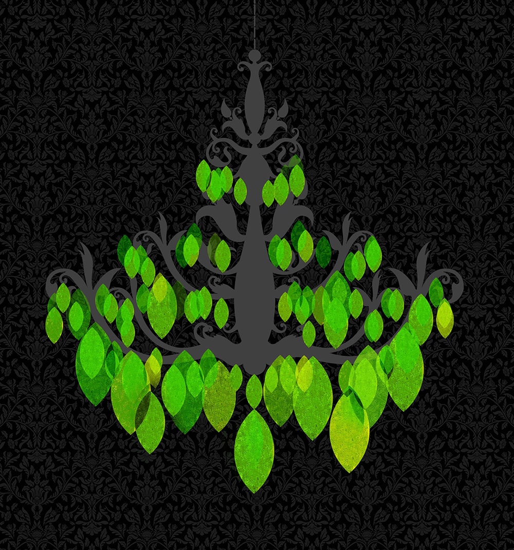 Green leaf Chandelier illustration