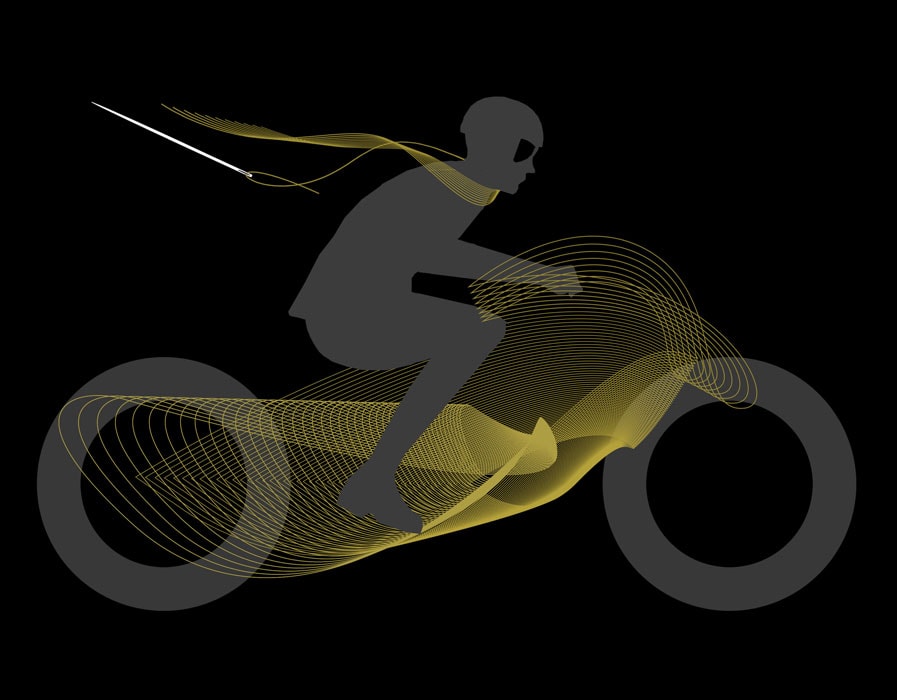 Abstract motorcycle rider artwork