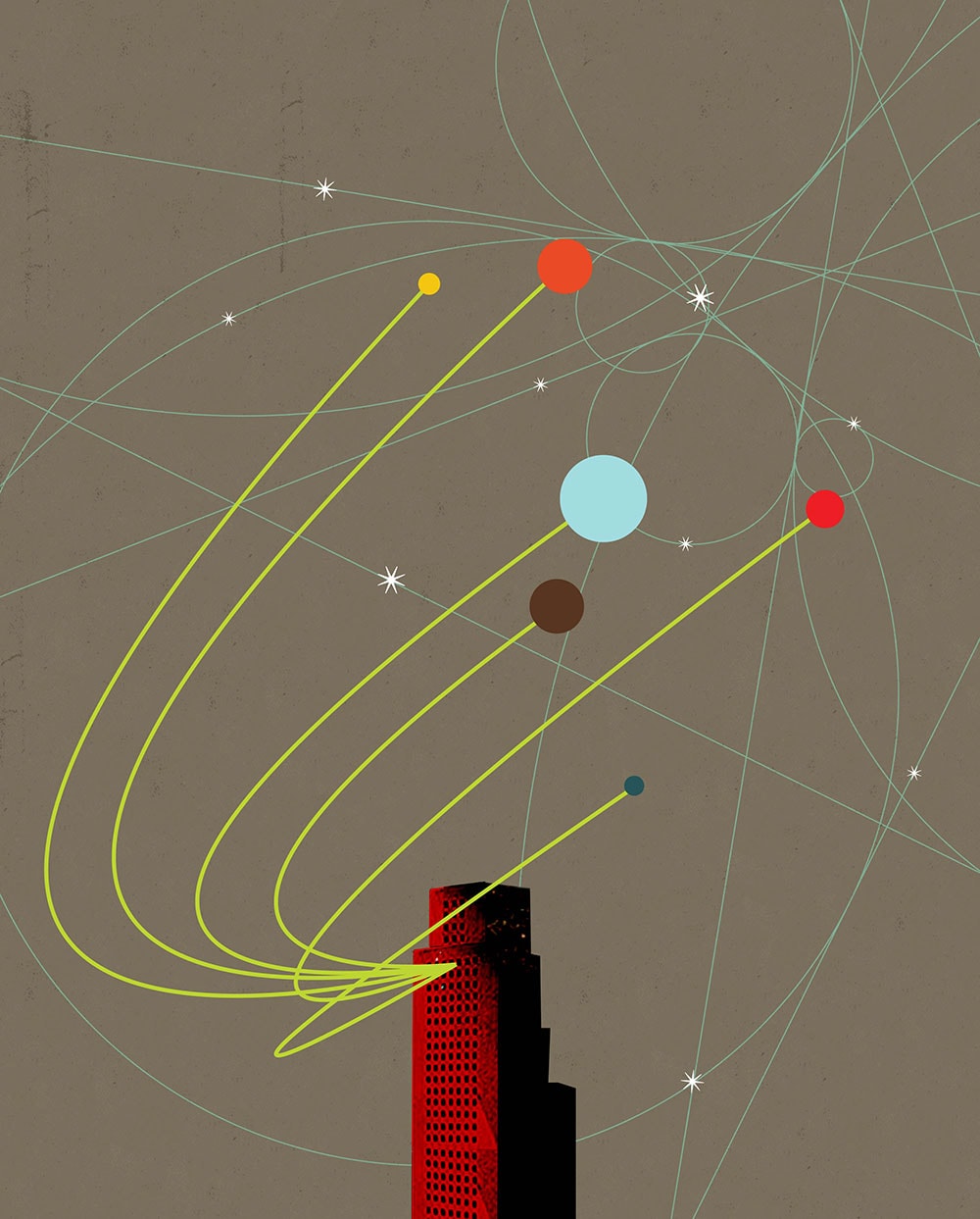 Abstract orbiting lines composition illustration