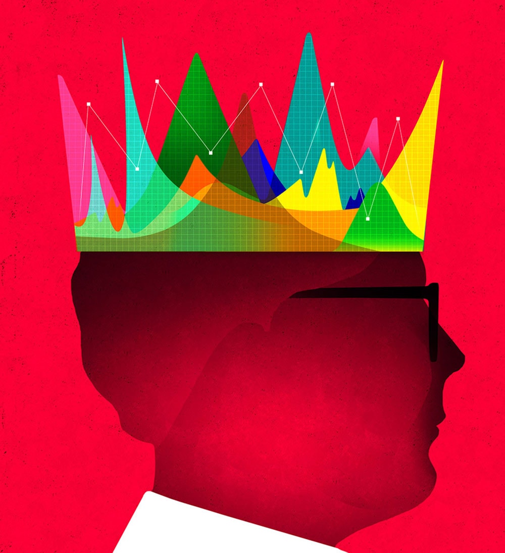 Silhouette head with colorful crown