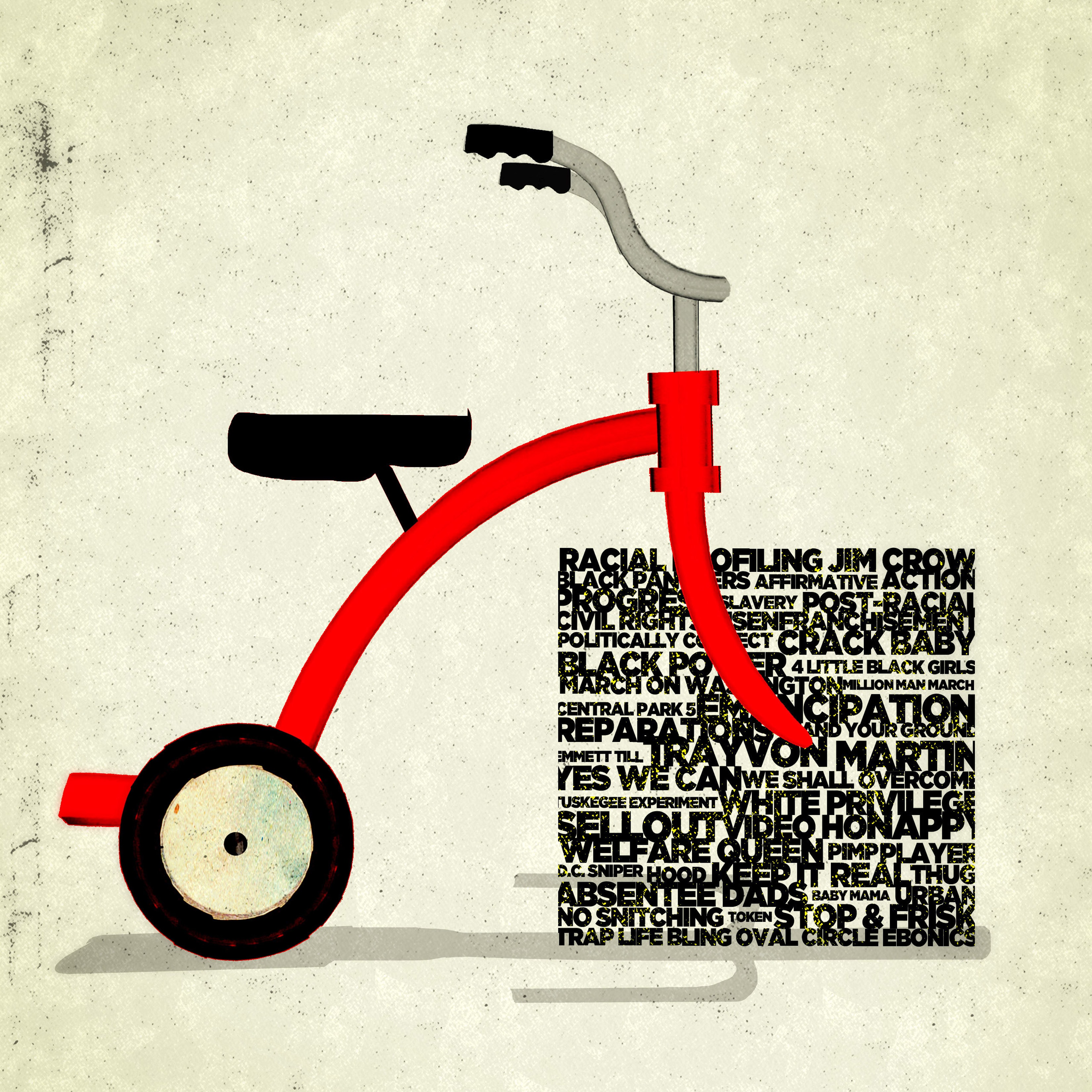 Vintage red tricycle toy illustration