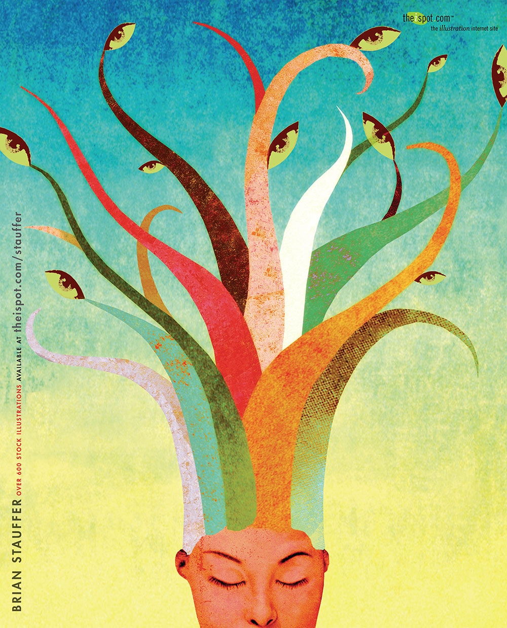 Stylized multicolored tree artwork