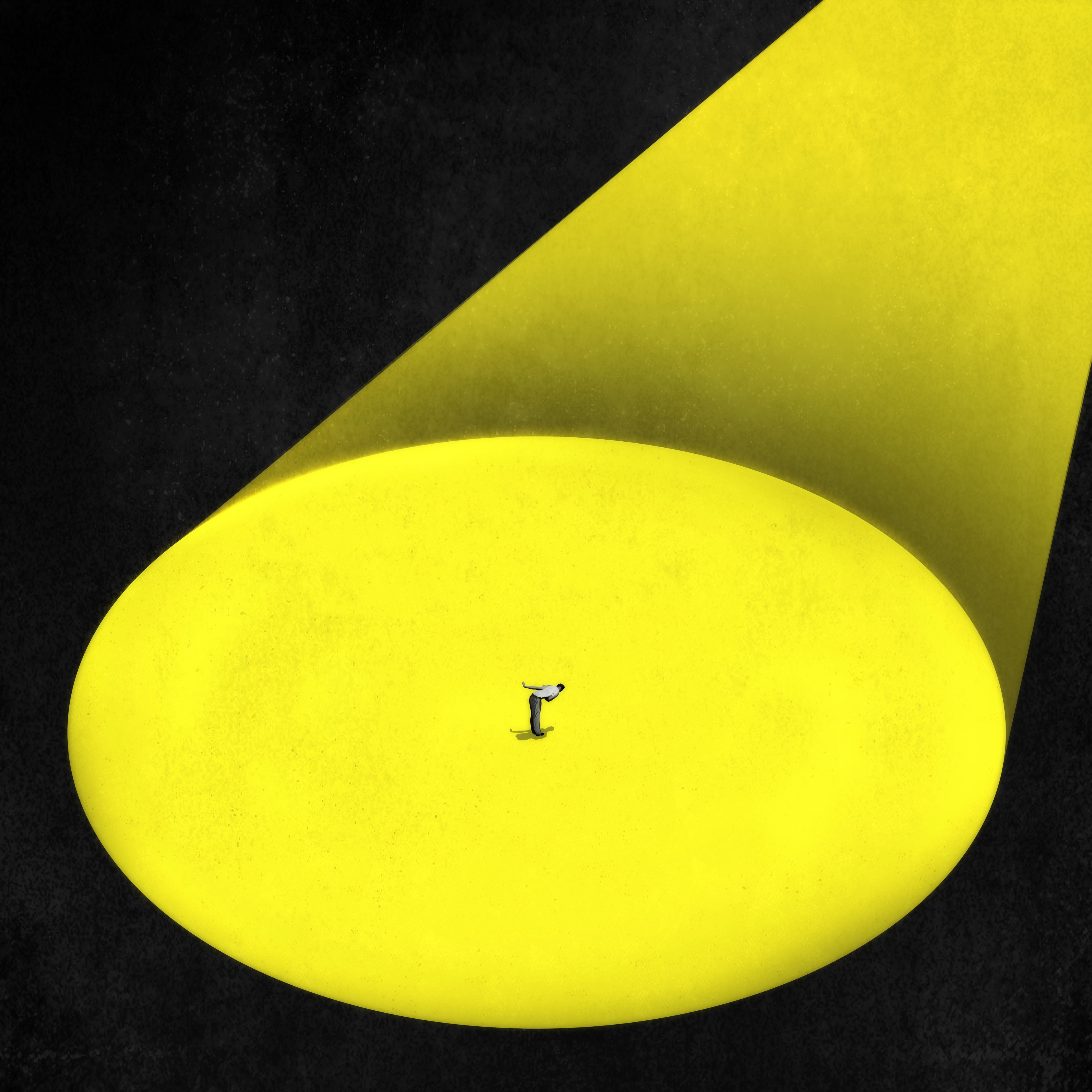 Minimal yellow spotlight on person illustration