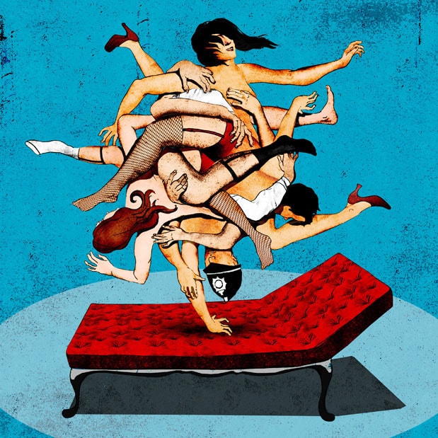 What the Butler Saw Theater Poster illustration