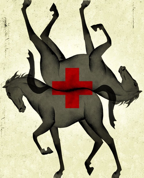 Horse with red cross illustration