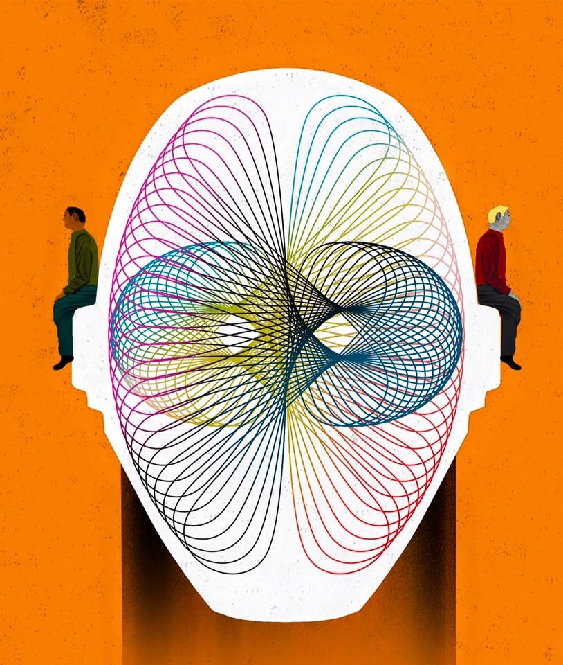 Abstract line-art head illustration