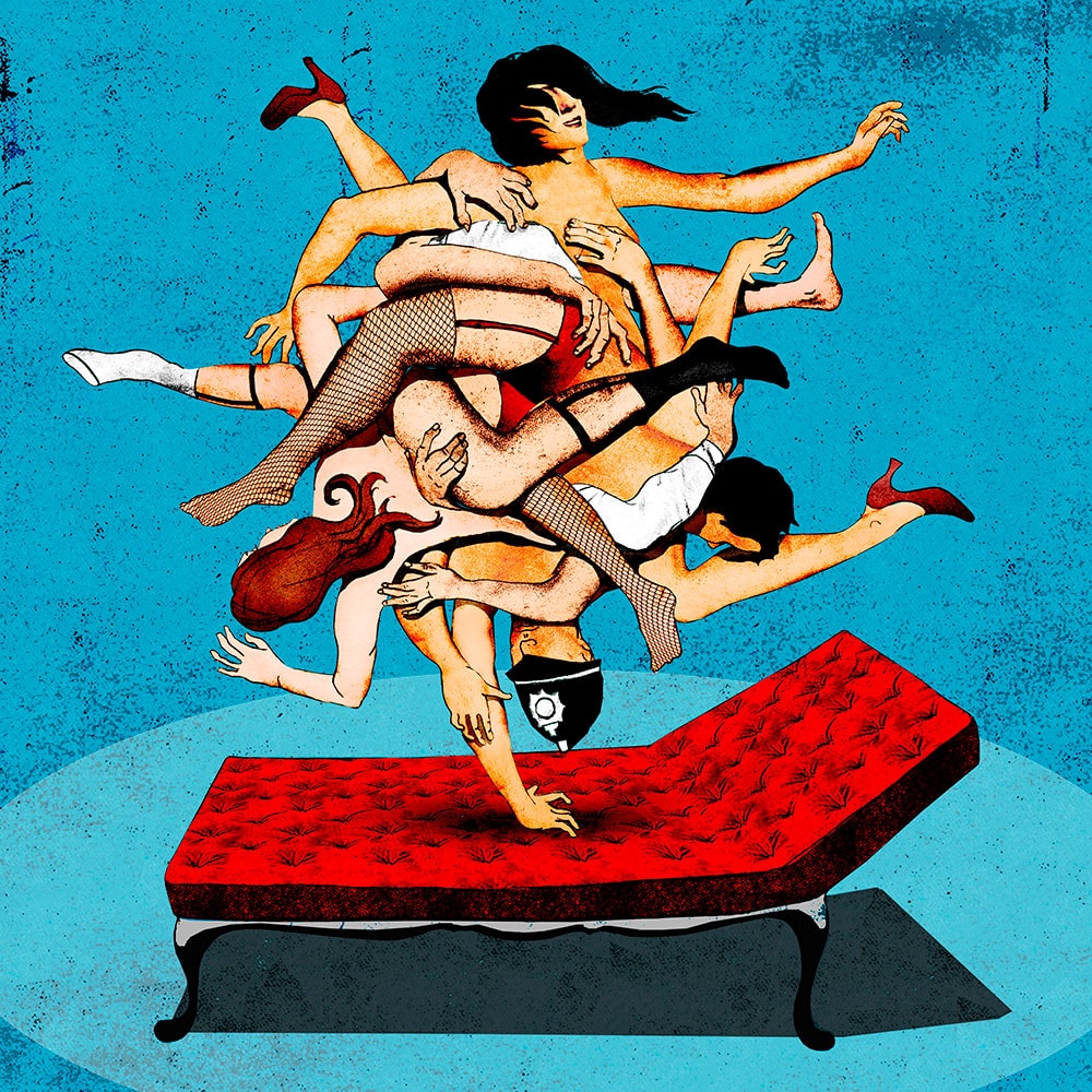 What the Butler Saw Theater Poster illustration