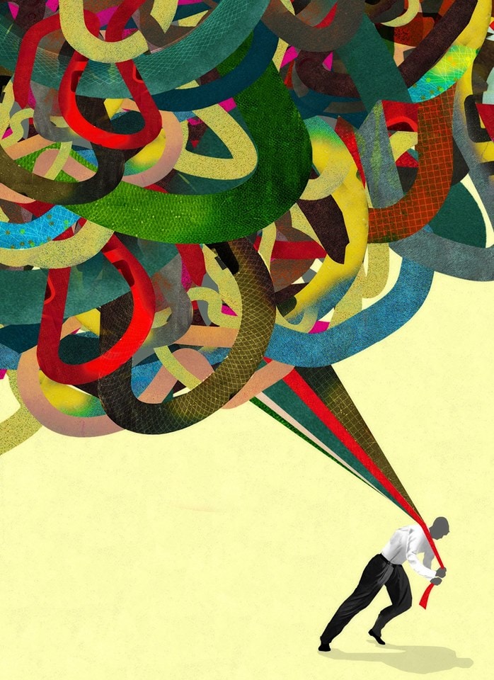 Colorful ribbon explosion abstract illustration