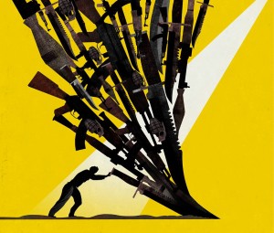 cover illustration for WSJ: Turn Your Swords Into Ploughshares: How to Defeat Religious Violence by Brian Stauffer
