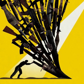 cover illustration for WSJ: Turn Your Swords Into Ploughshares: How to Defeat Religious Violence by Brian Stauffer